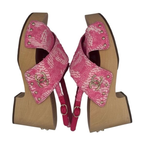 New Chanel Pink Quilted Slingback Clogs US 9/ EU 39 - Picture 5 of 11